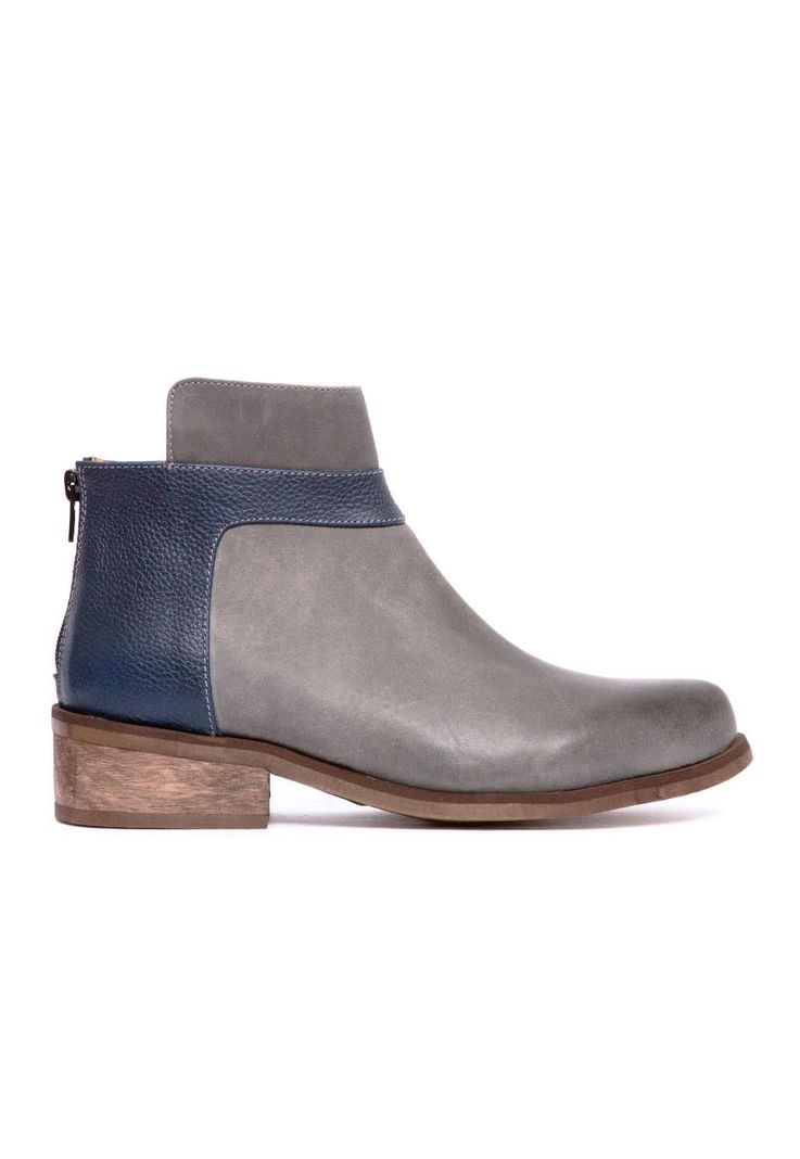 Botin Mujer De Cuero Antonieta C2 Gris Azul-0