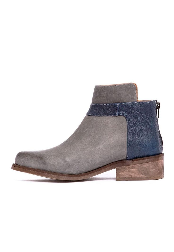Botin Mujer De Cuero Antonieta C2 Gris Azul-2