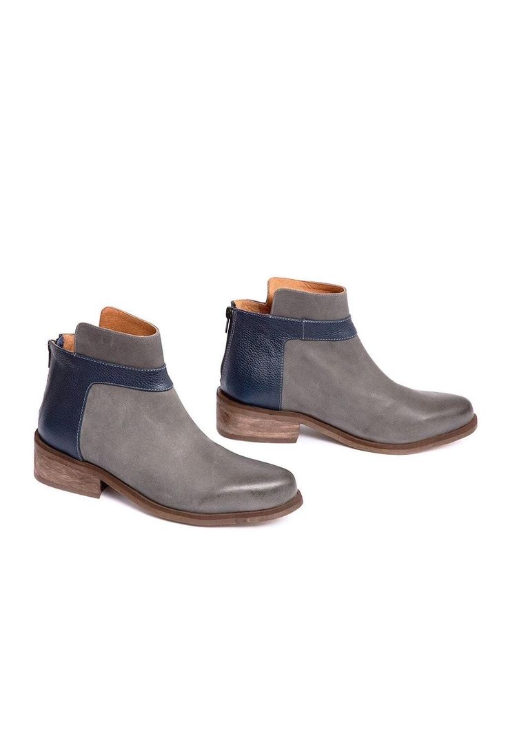 Botin Mujer De Cuero Antonieta C2 Gris Azul-4