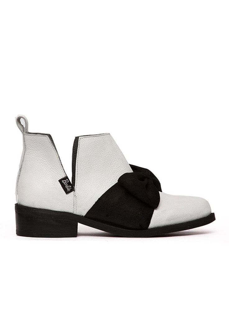 Botin Mujer De Cuero Mollie C1 Negro Blanco-0