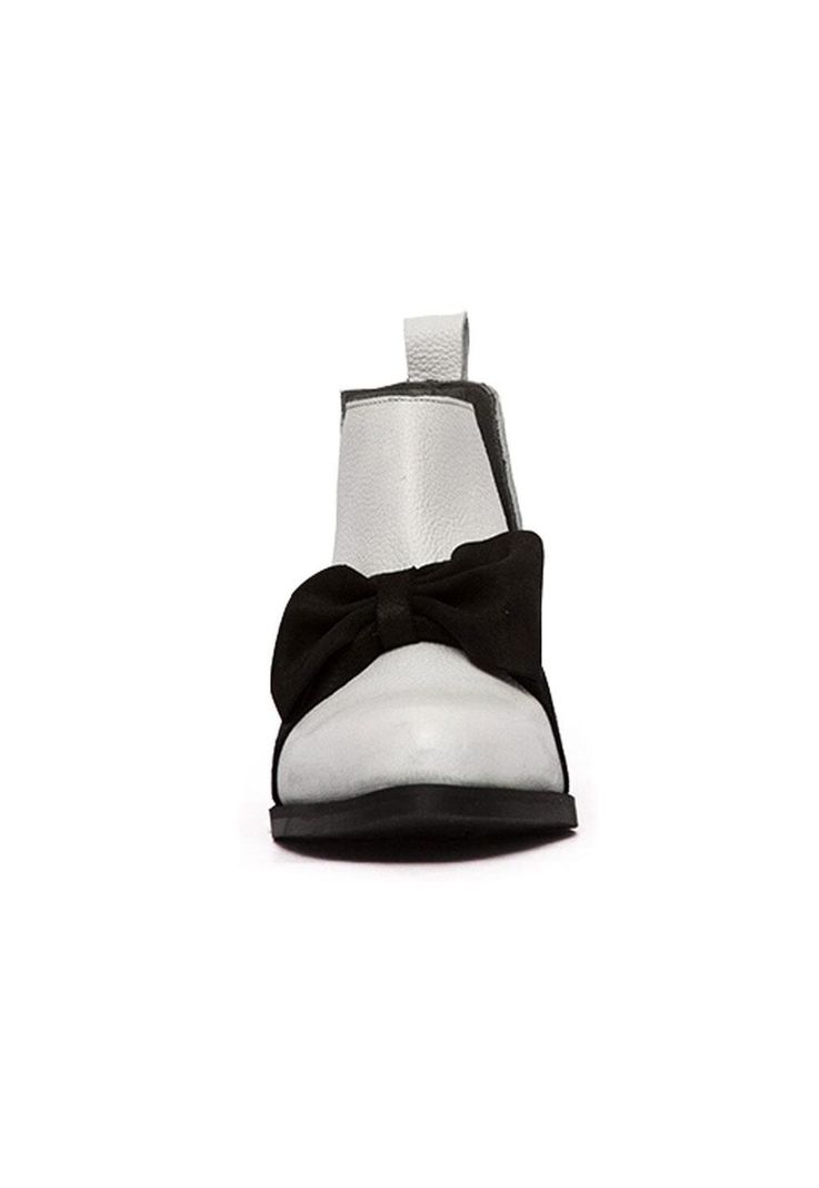 Botin Mujer De Cuero Mollie C1 Negro Blanco-2