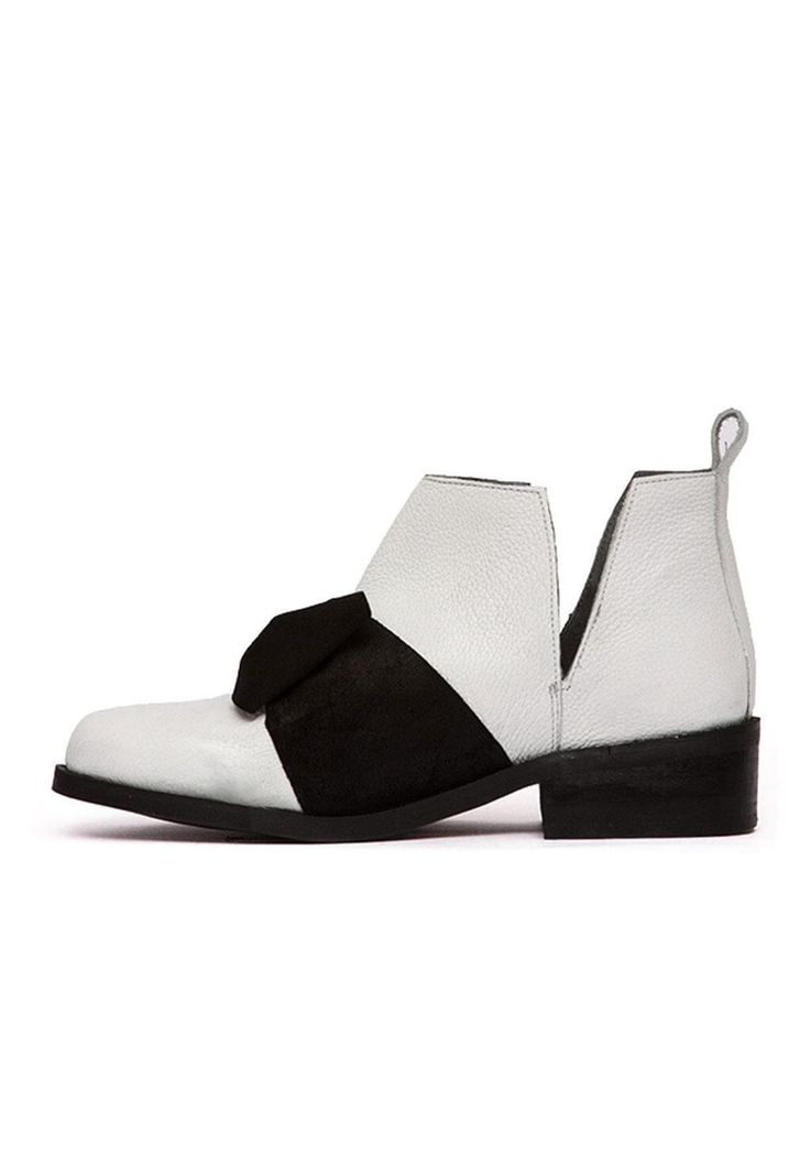 Botin Mujer De Cuero Mollie C1 Negro Blanco-3