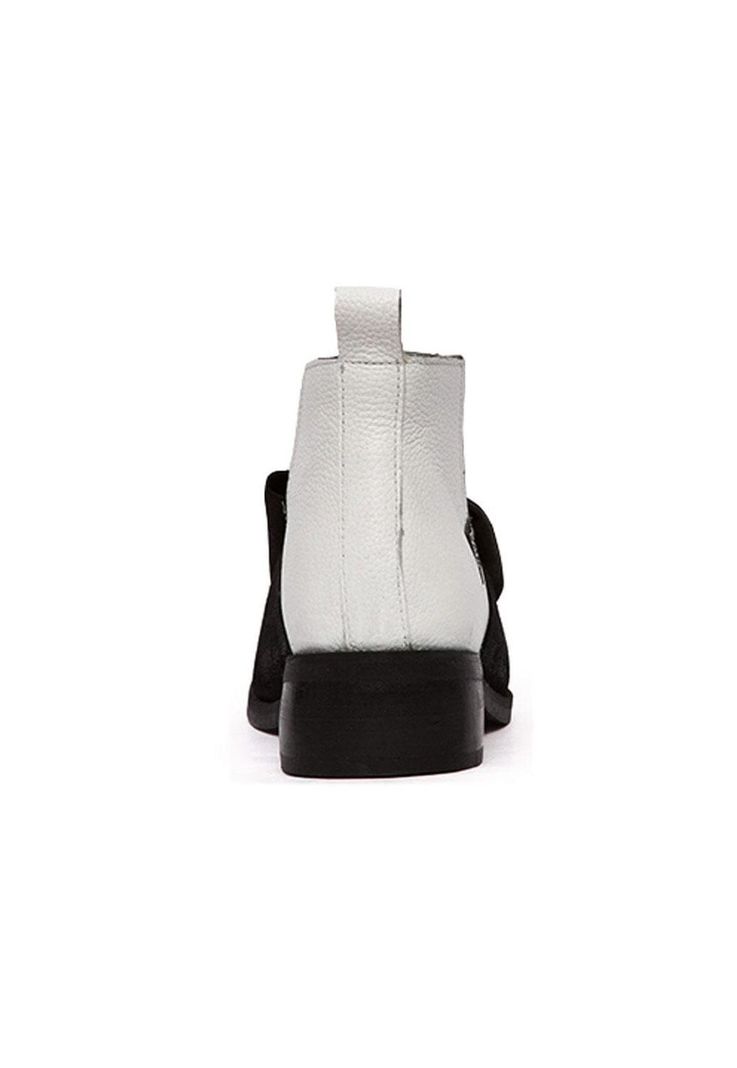 Botin Mujer De Cuero Mollie C1 Negro Blanco-4