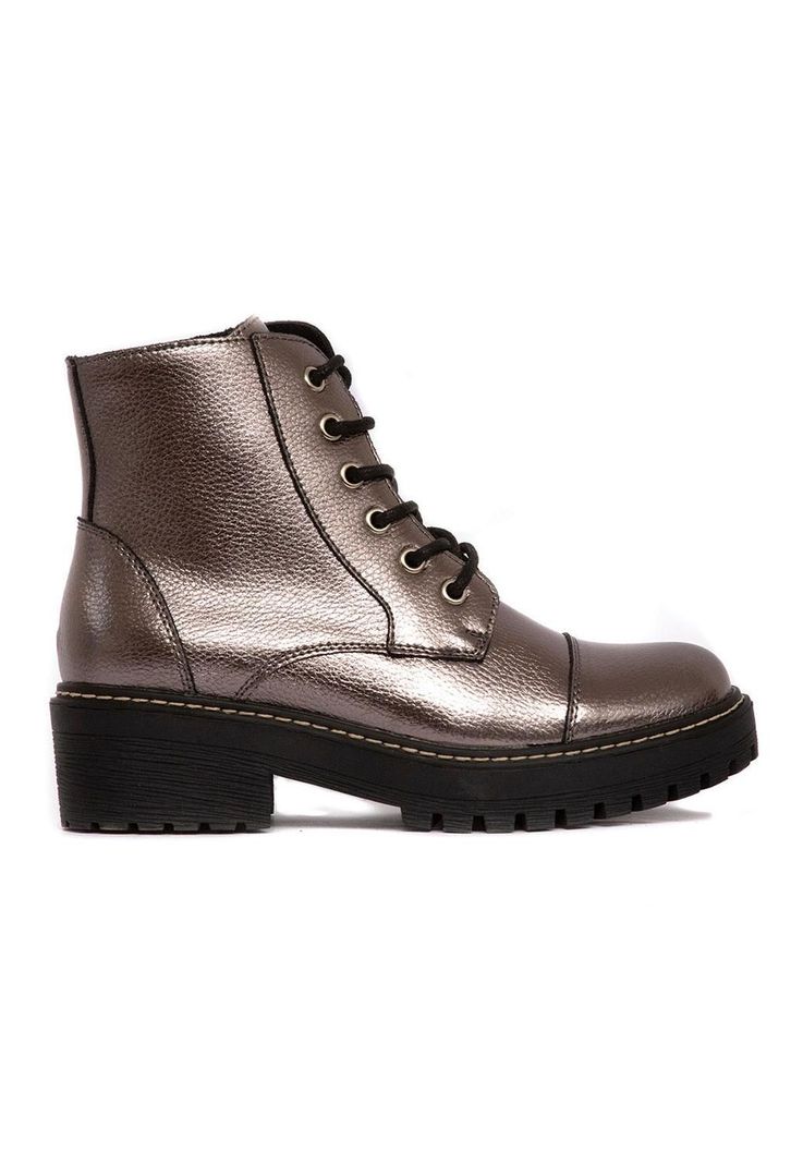 Botines Mujer De Cuero Tiuque C20 Metálico -0