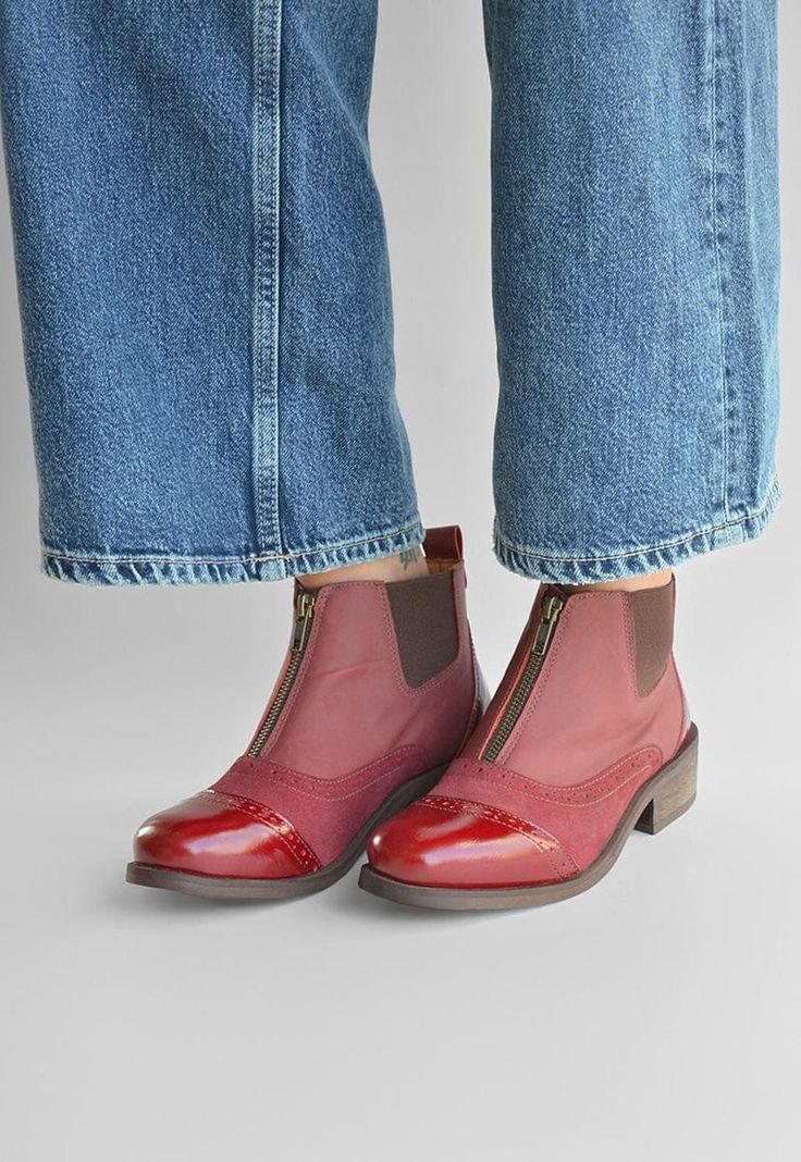Botin Mujer De Cuero Diana C2 Burdeo -5