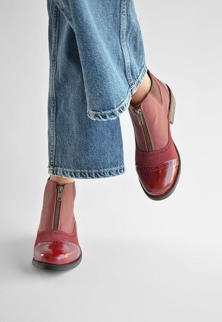 Botin Mujer De Cuero Diana C2 Burdeo -6