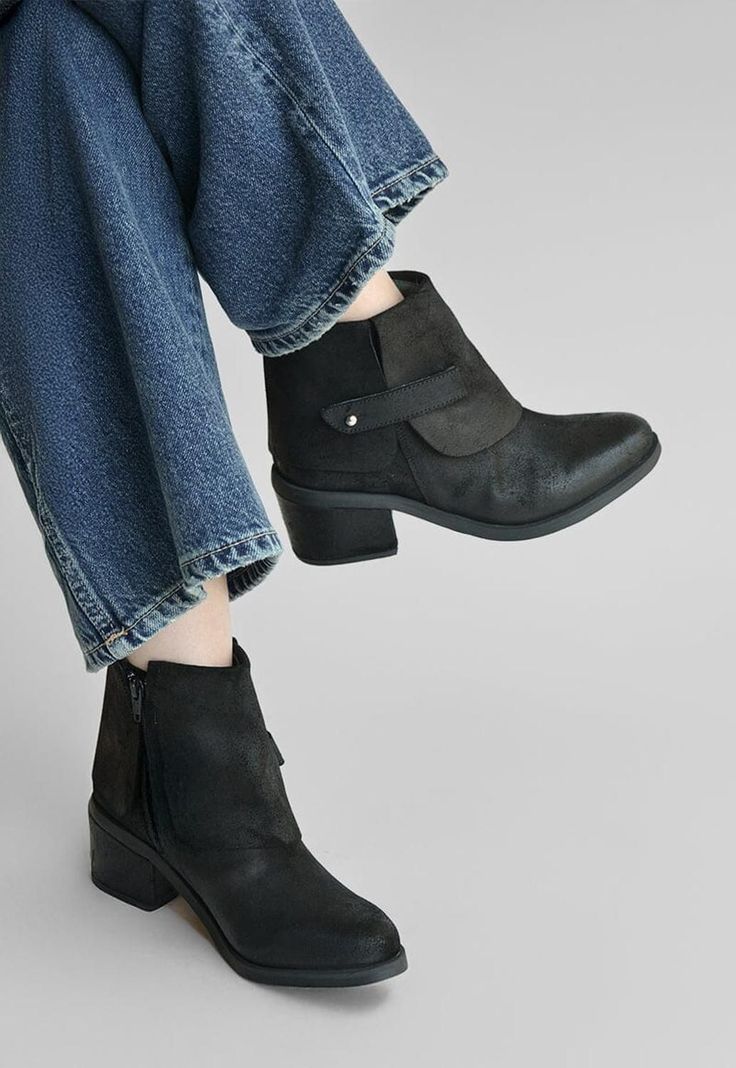 Botin Mujer De Cuero Nadia C1 Negro -7
