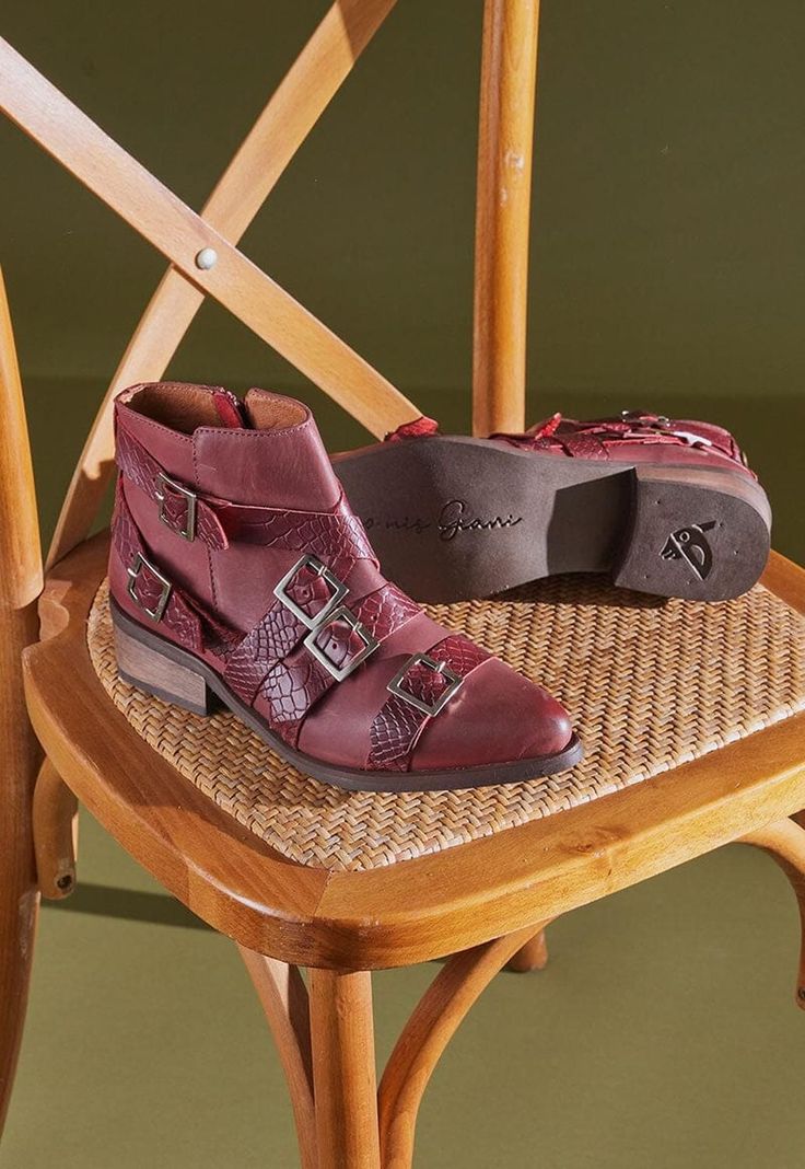Botin Mujer De Cuero Zaha C3 Burdeo -1