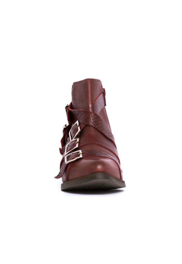 Botin Mujer De Cuero Zaha C3 Burdeo -2