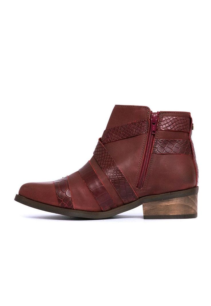 Botin Mujer De Cuero Zaha C3 Burdeo -3