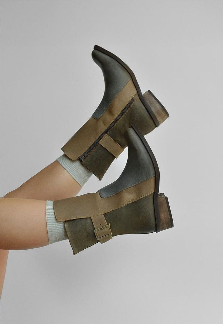 Bota Mujer De Cuero Maya Gris Taupe C2-0