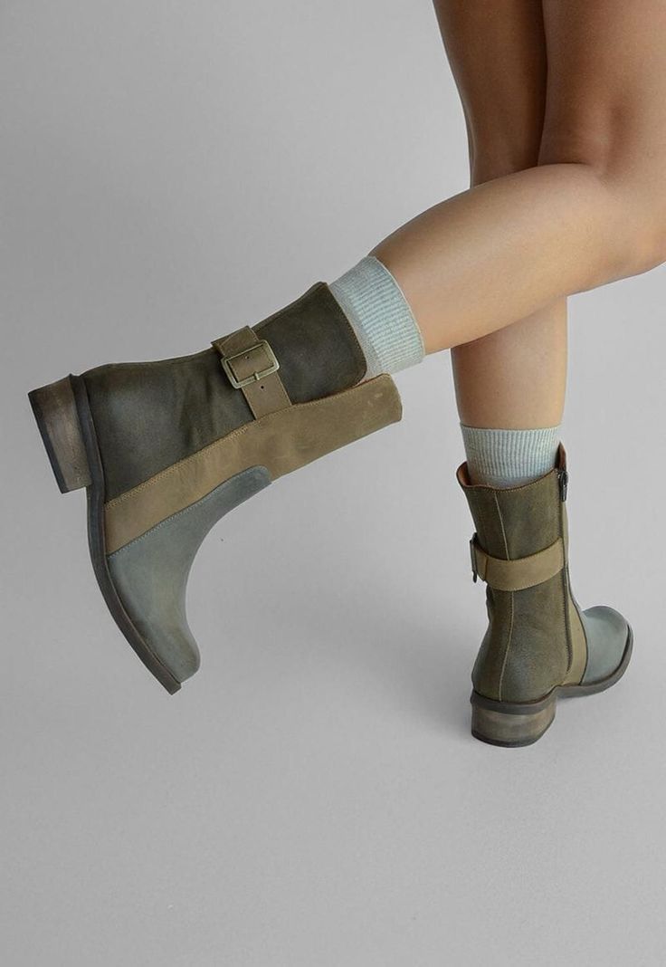 Bota Mujer De Cuero Maya Gris Taupe C2-1