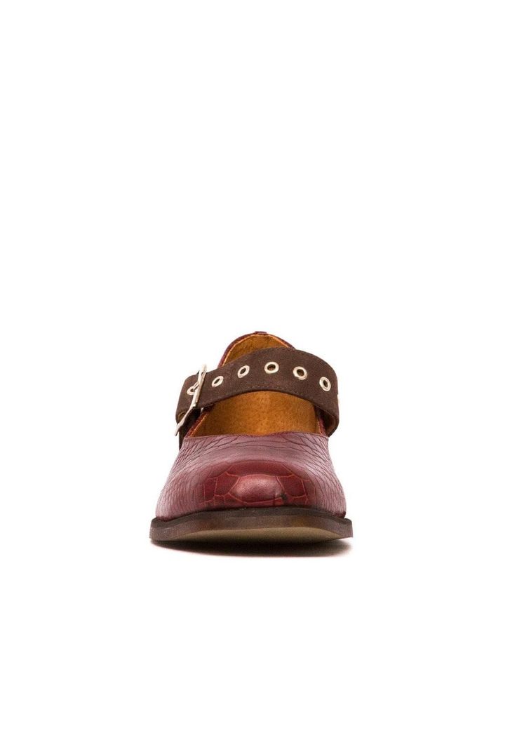 Zapato Mujer De Cuero Malala C3 Burdeo Café-2