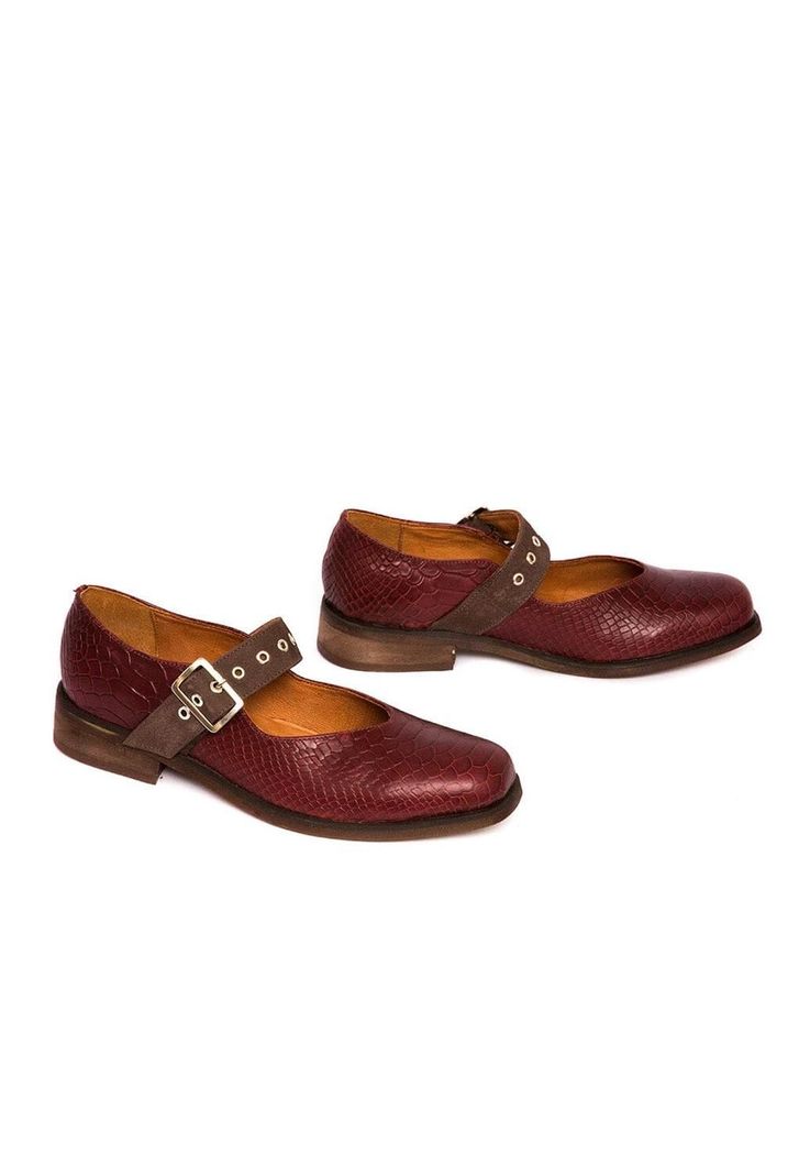 Zapato Mujer De Cuero Malala C3 Burdeo Café-5