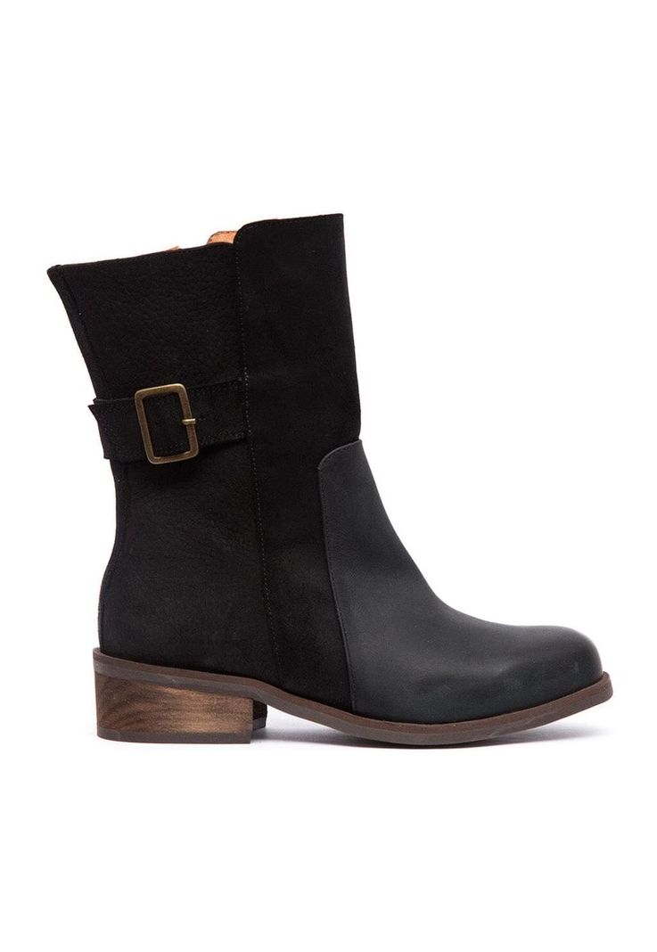 Bota Mujer De Cuero Maya Negro C1-0