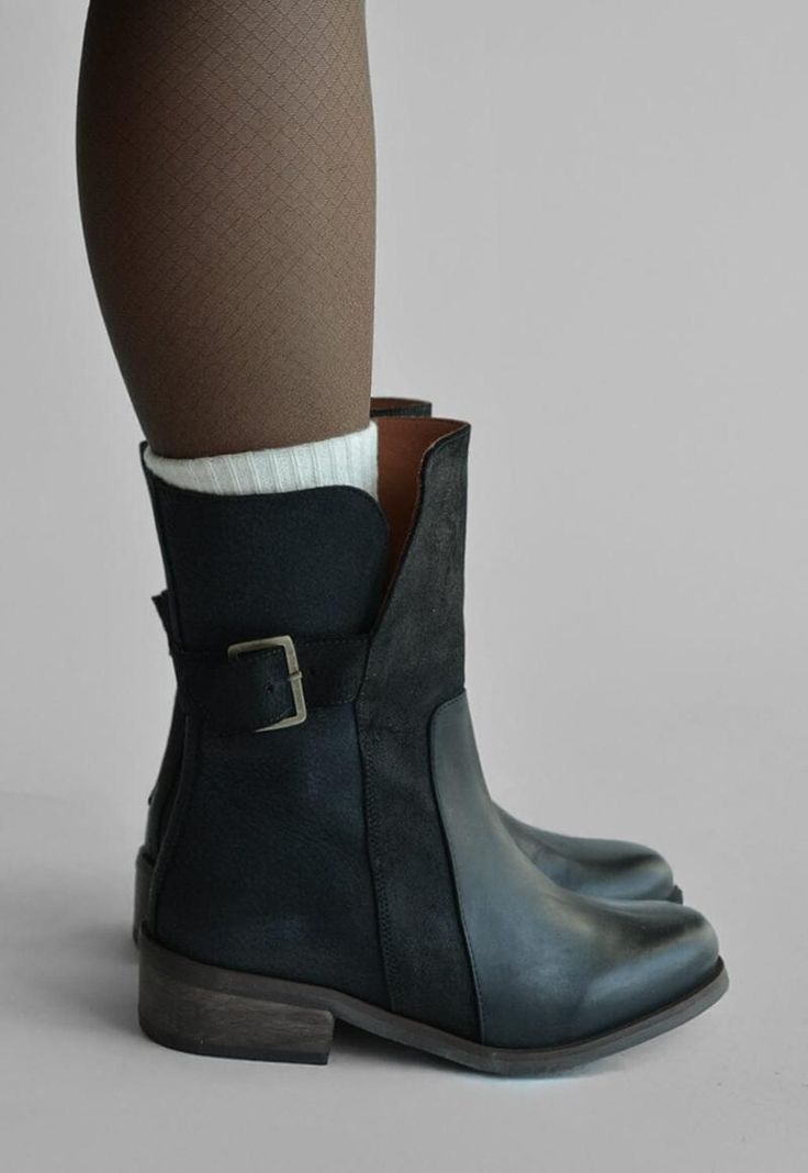 Bota Mujer De Cuero Maya Negro C1-4