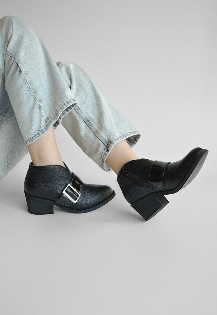 Botines Mujer De Cuero Focha C13 Negro -1