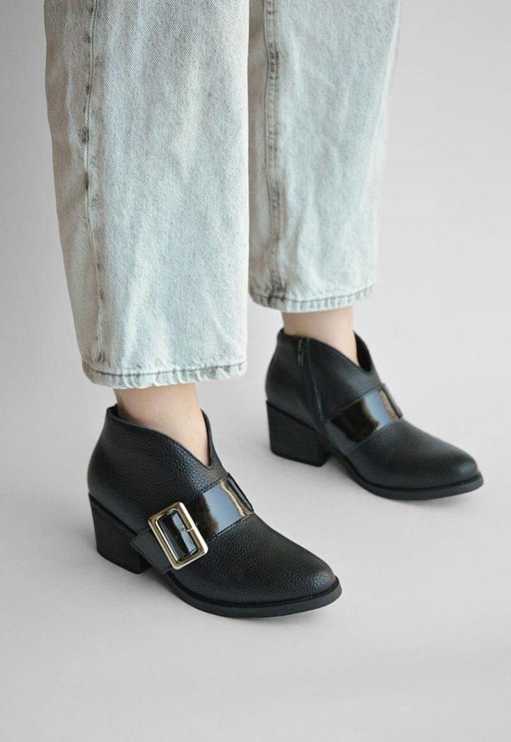 Botines Mujer De Cuero Focha C13 Negro -7