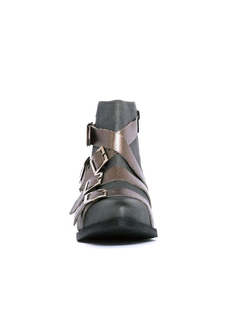 Botin Mujer De Cuero Zaha C2 Gris -2