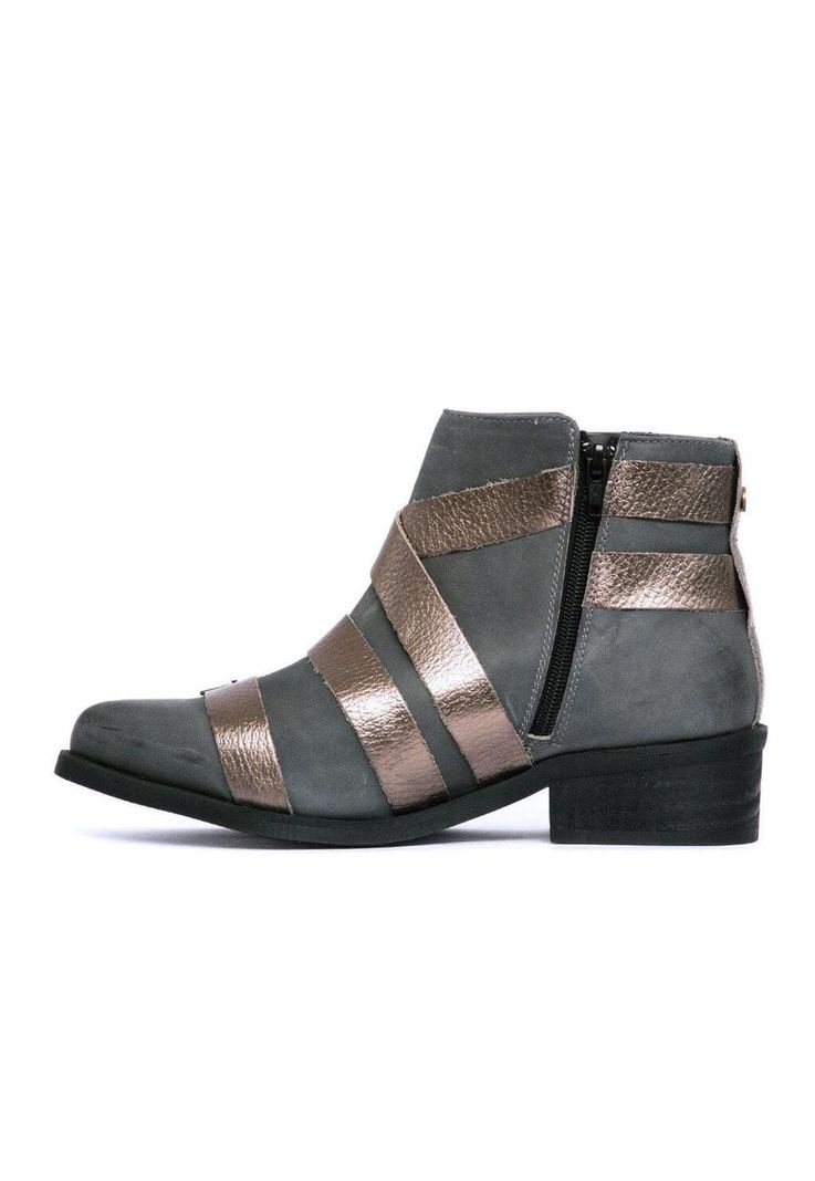 Botin Mujer De Cuero Zaha C2 Gris -3