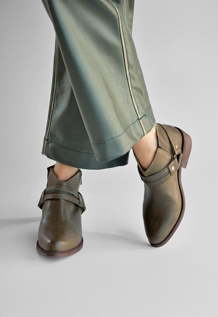 Botin Mujer De Cuero Margot Verde C10-1