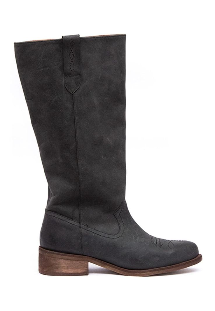 Bota Mujer De Cuero Fatima Negro C1-0