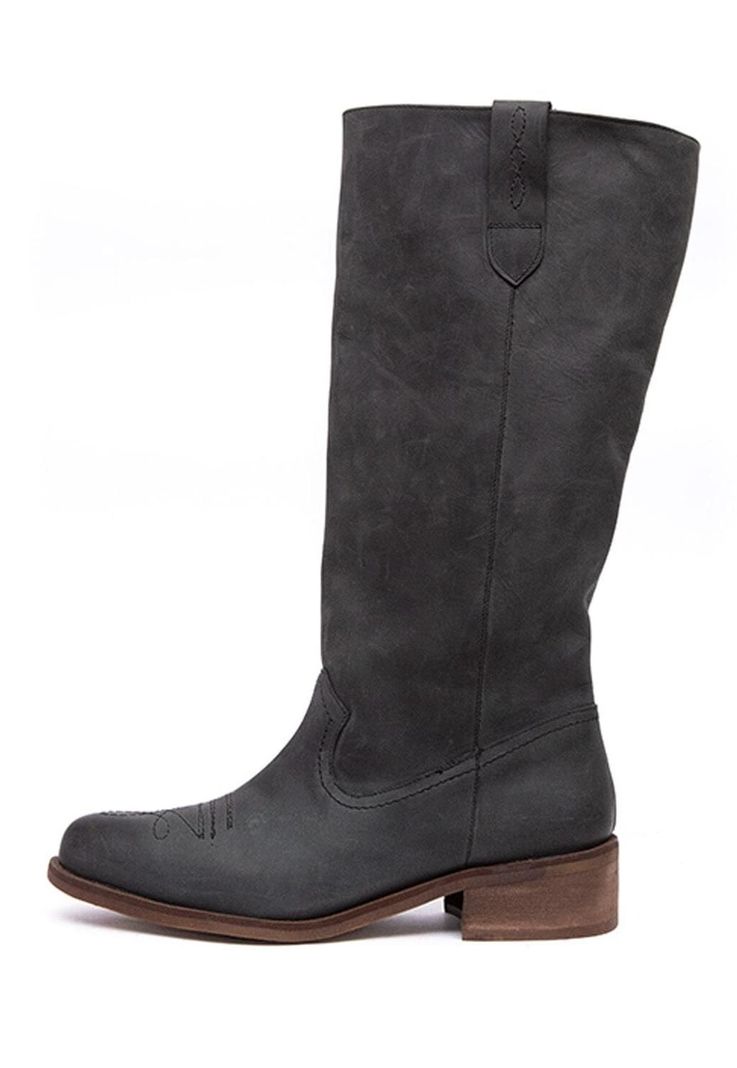 Bota Mujer De Cuero Fatima Negro C1-3