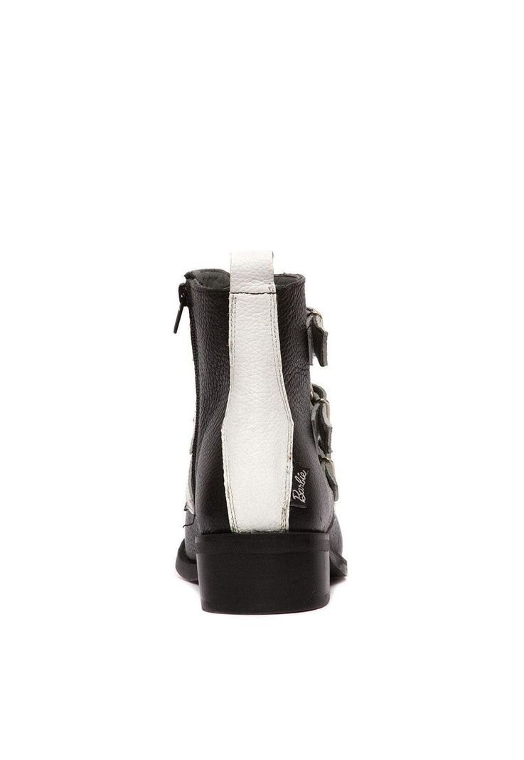 Botin Mujer De Cuero Penny C1 Negro Blanco-4
