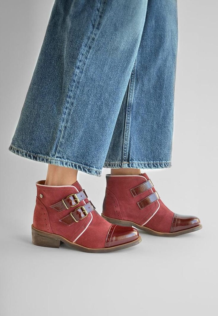 Botin Mujer De Cuero Judy C3 Burdeo -5