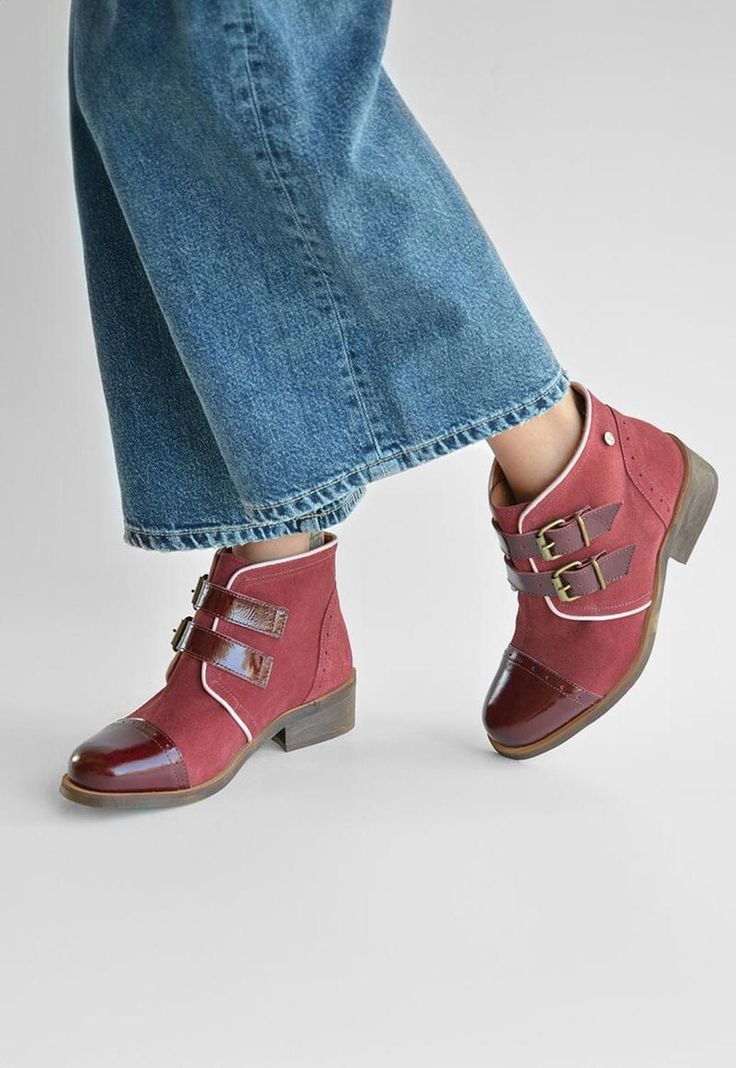 Botin Mujer De Cuero Judy C3 Burdeo -6