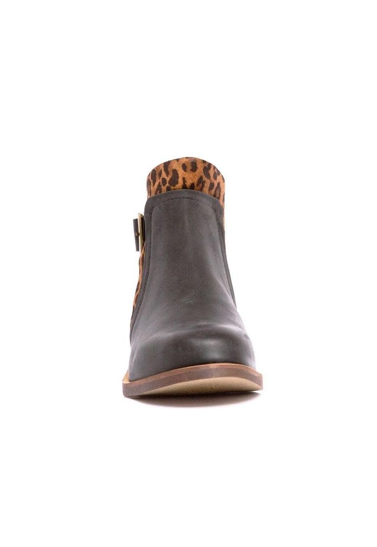 Botin Mujer De Cuero Angu C10 Negro Burdeo-1