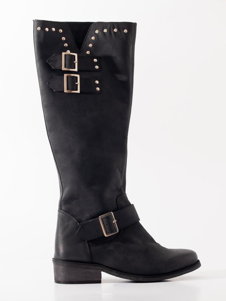 Bota Cuero Mujer Carpintero Negro