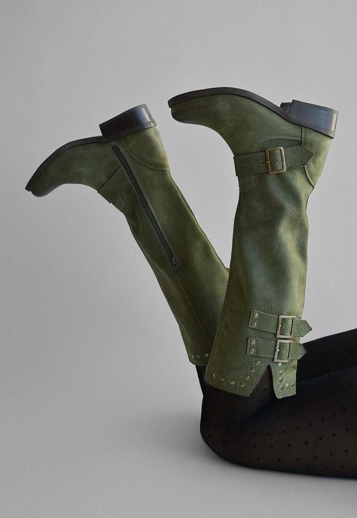 Bota Mujer De Cuero Carpintero Verde C21-1