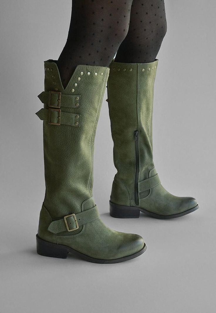 Bota Mujer De Cuero Carpintero Verde C21-6