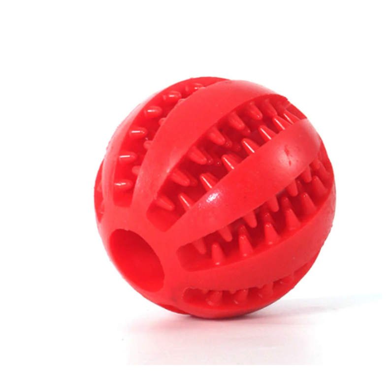 Juguete comedero de goma para mascota rojo-0