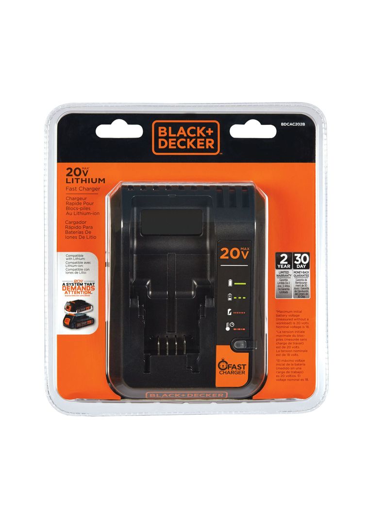 Cargador rápido baterías 20V MÁX BLACK+DECKER BDCAC202B-B2C-2