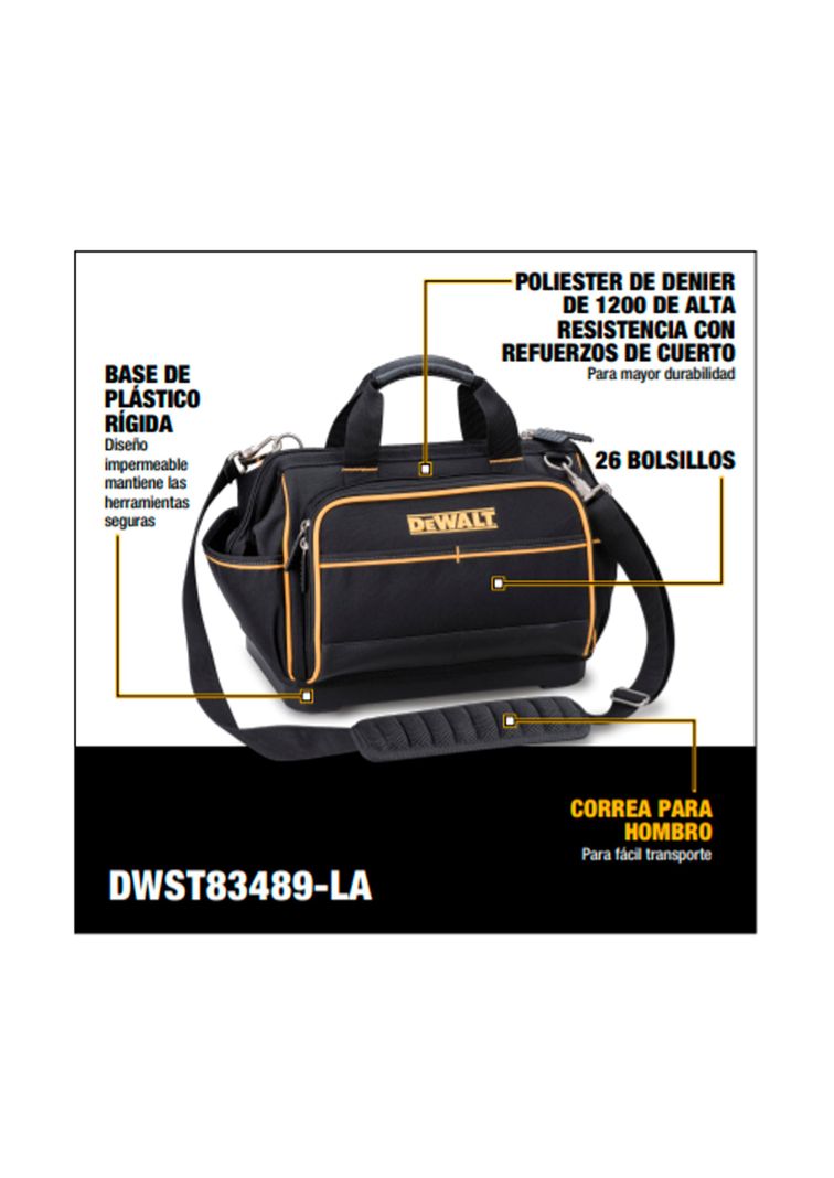 Bolso de herramientas 355mm 26 bolsillos DEWALT DWST83489-LA-3