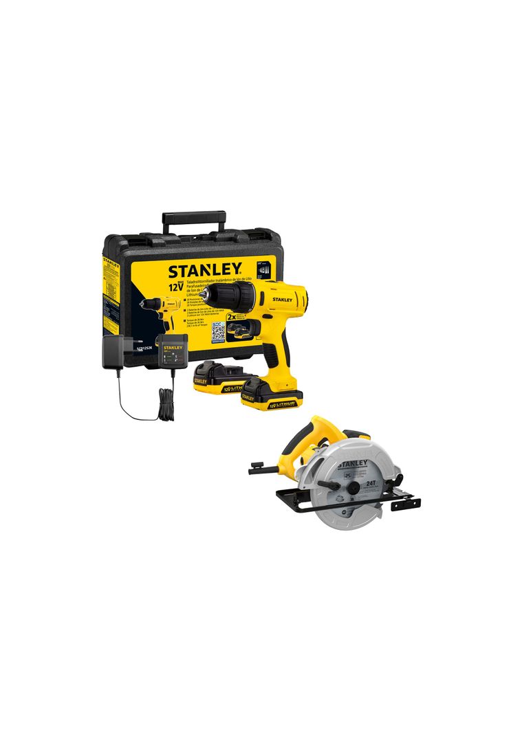 Kit Taladro Rotación 12V + Sierra Circular 1600W STANLEY-0