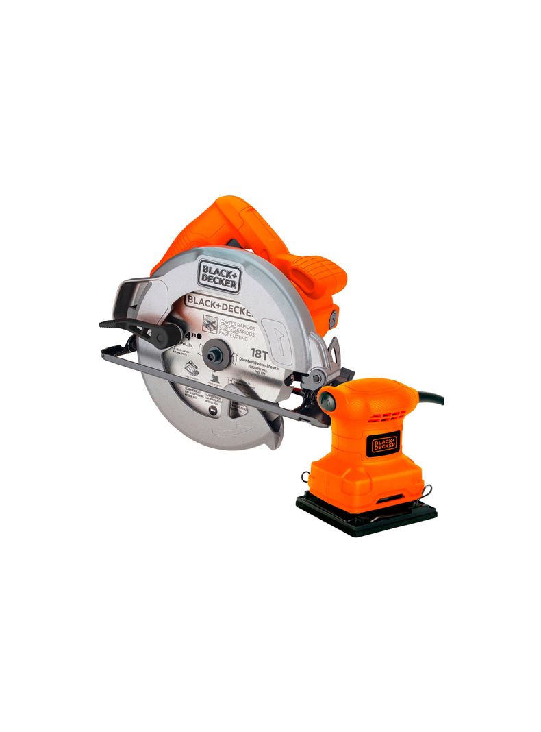 Sierra Circular CS1004 + Lijadora 200W BS200 BLACK+DECKER Naranjo