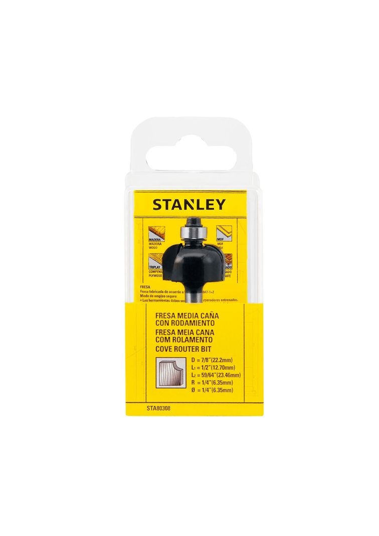  Fresa media caña con rodamiento 1/2” STANLEY STA80308-3