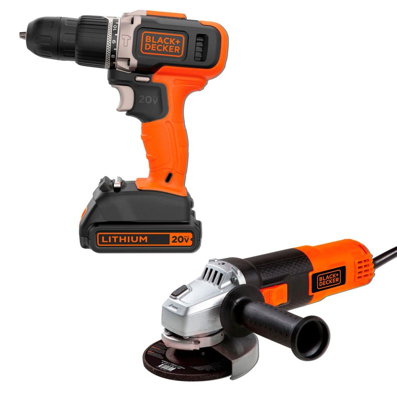Taladro Atornillador 20V+ Esmeril Angular 4-1/2"-0