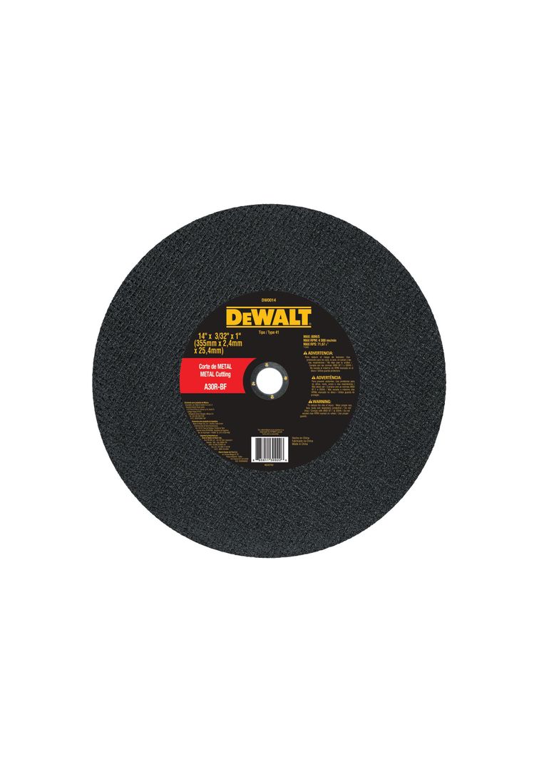 Disco corte de metal 14" x 3/32" DEWALT DW0014-0