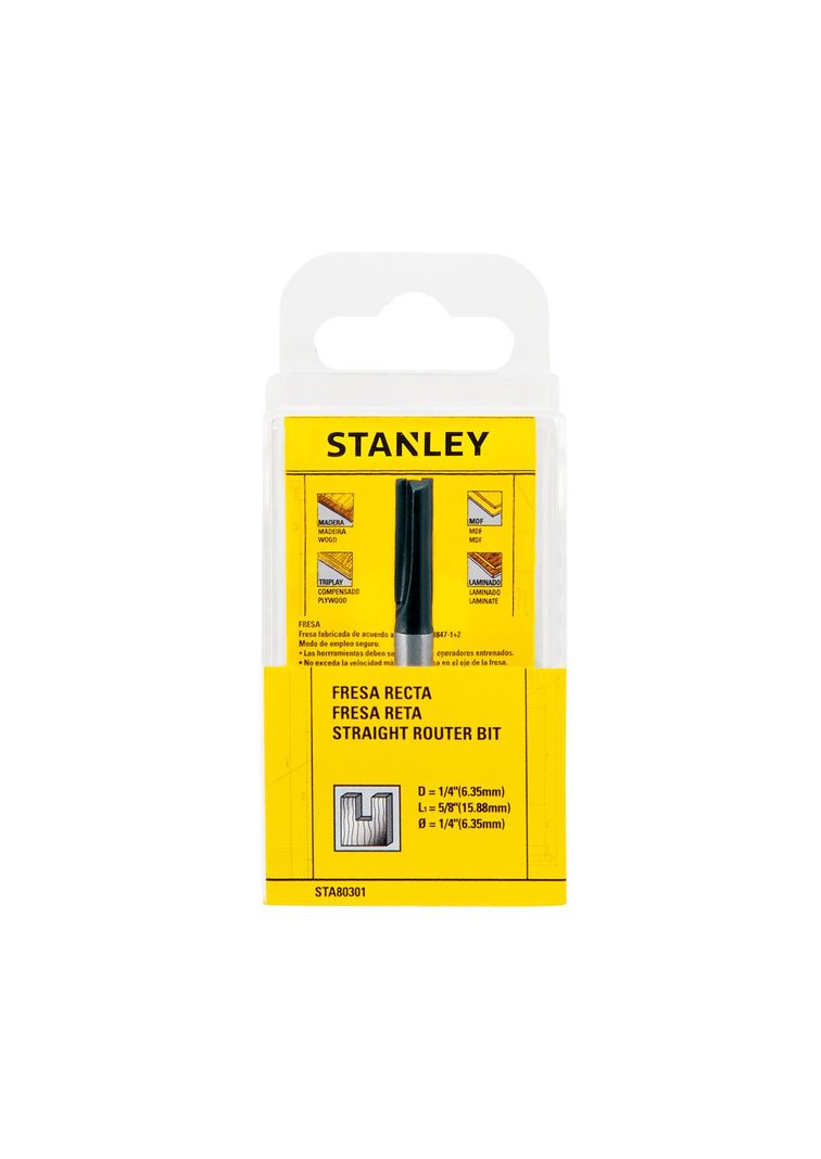 Fresa recta 1/4” vástago 1/4" STANLEY STA80301-3