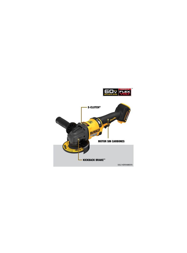 Esmeril Angular 4-1/2" 60V MAX Flexvolt DEWALT DCG418B-B3-1