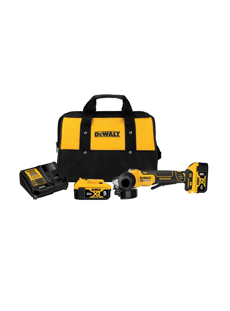 Kit esmeril angular 4-1/2 + 2 baterias 20V+cargador DEWALT Amarillo
