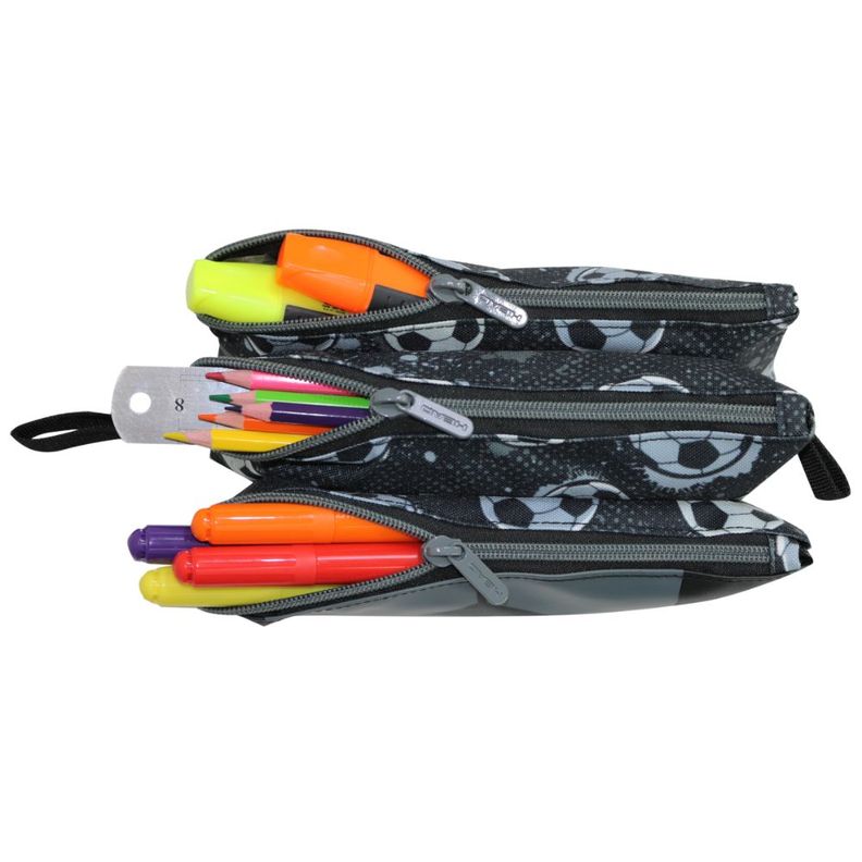 Estuche Infantil Triple Celerio Soccer Negro Head-3