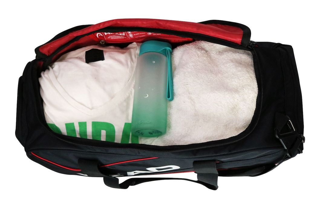 Bolso Deportivo New Combat 45 Negro Rojo Head-2
