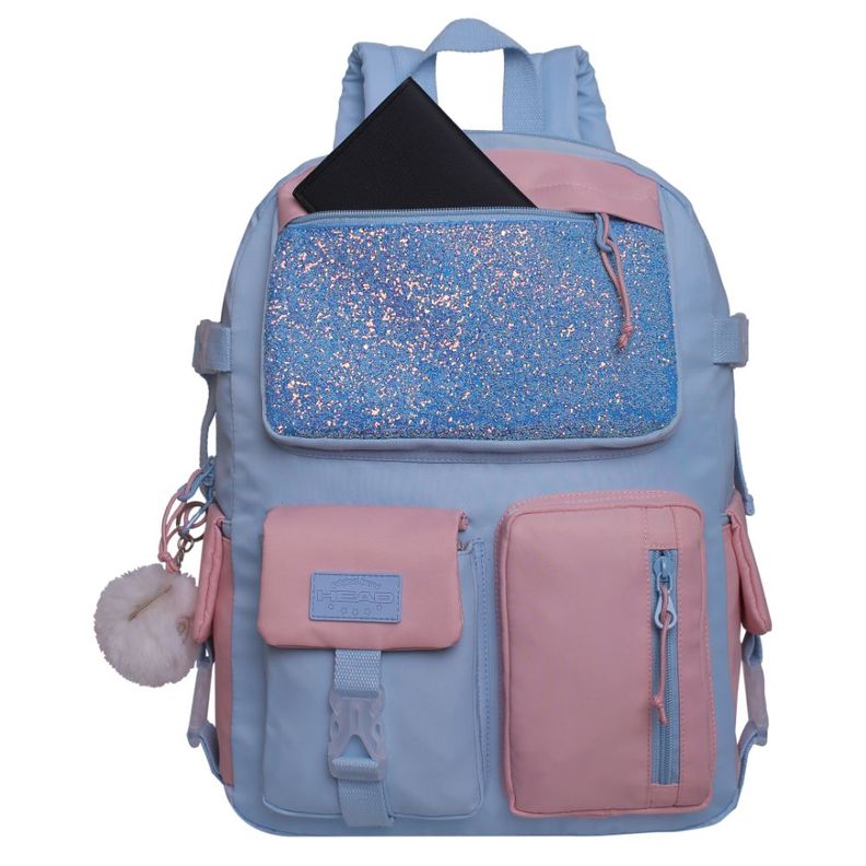 Mochila Mujer Fusion K-POP Glitter Celeste Head-1