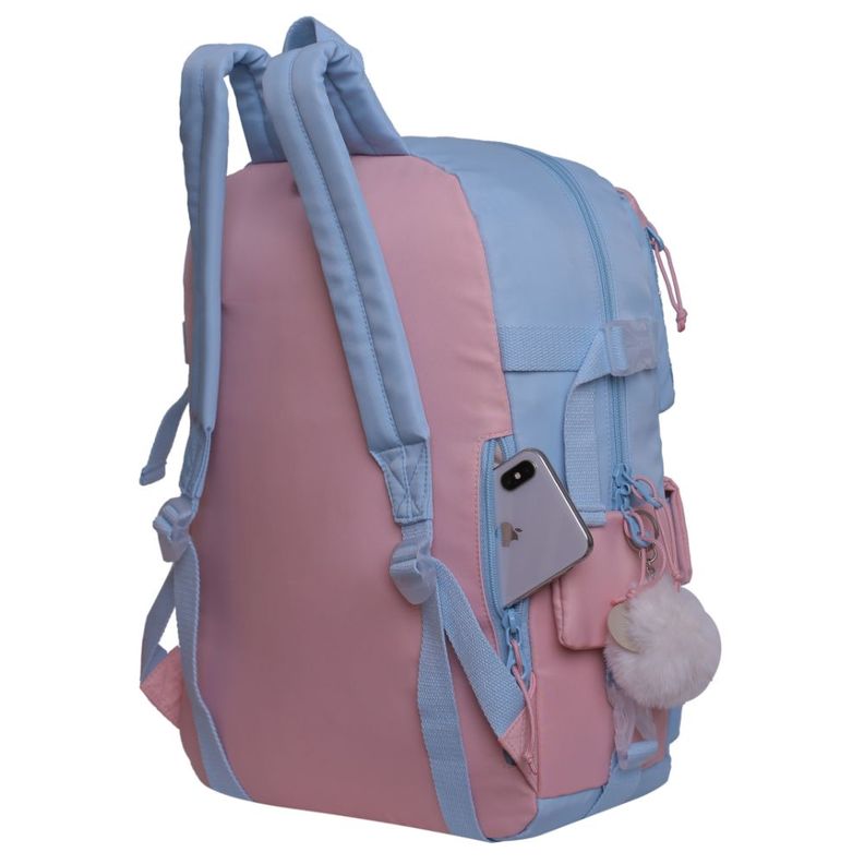 Mochila Mujer Fusion K-POP Glitter Celeste Head-3
