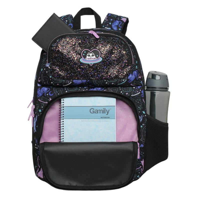 Mochila Infantil Niña Fantasy Space Cat Negro Head-1